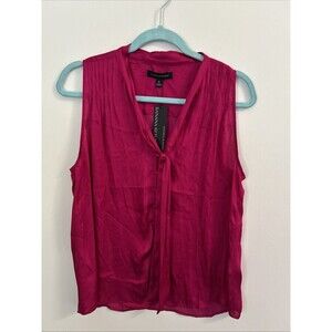 Women’s Medium Banana Republic Sleeveless Tie-Neck Blouse, NWT, Magenta